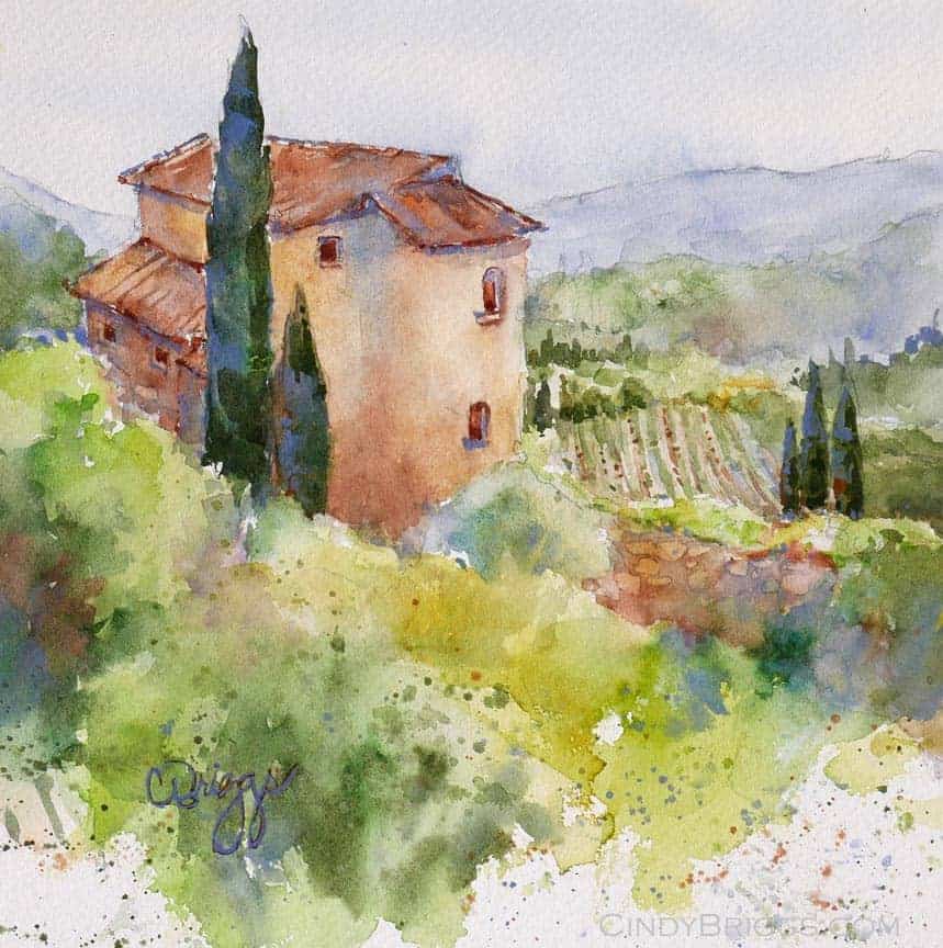 View from Oppede View from Oppede (Serene Provence) Cindy Briggs Art Watercolor Painting