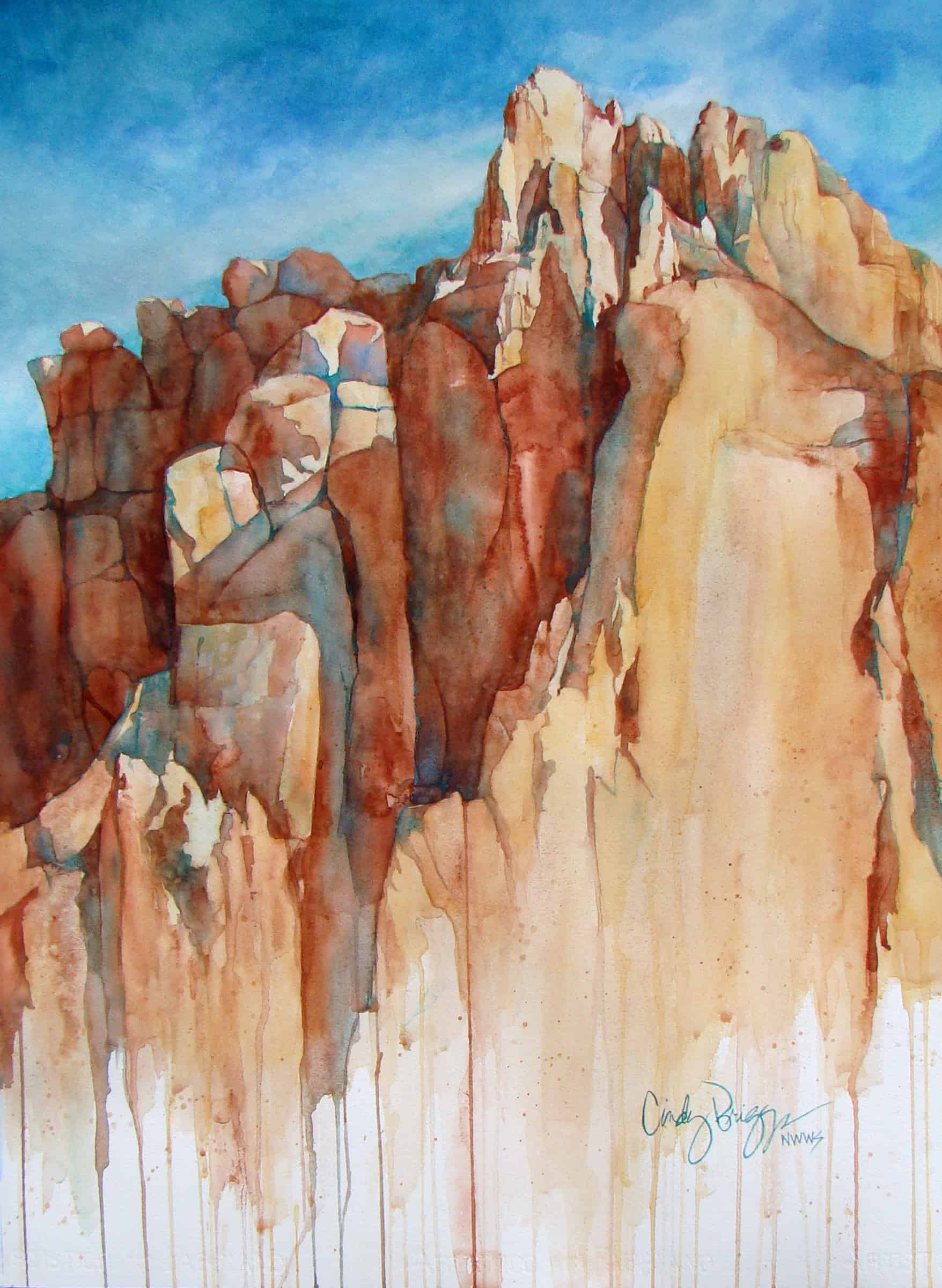Endurance Endurance, Smith Rock State Park Cindy Briggs Art Watercolor Painting