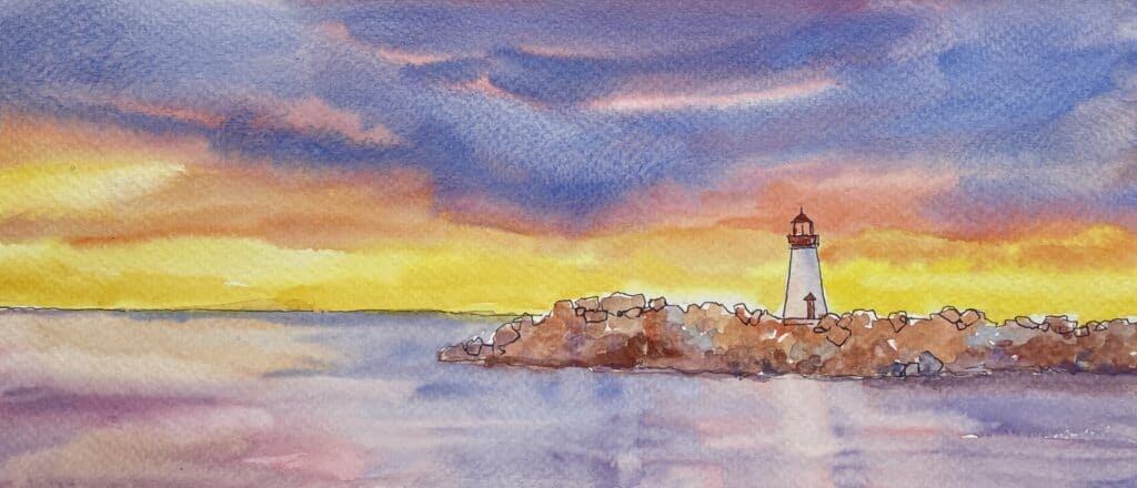 How to Paint Lighthouse Sunset