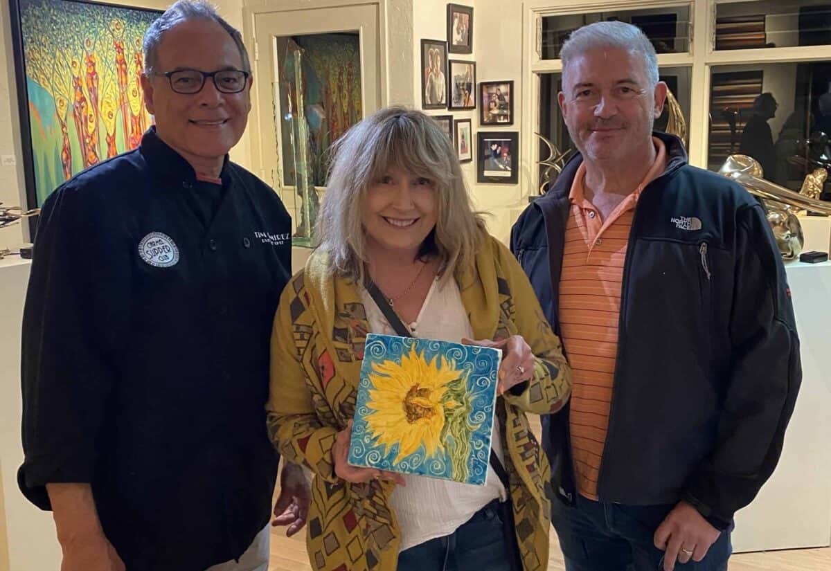 With Chef Ramirez Left and my Husband Alan Right scaled 1 Learning How To Paint on Chocolate with Edible Food Paints! Cindy Briggs Art Watercolor Painting