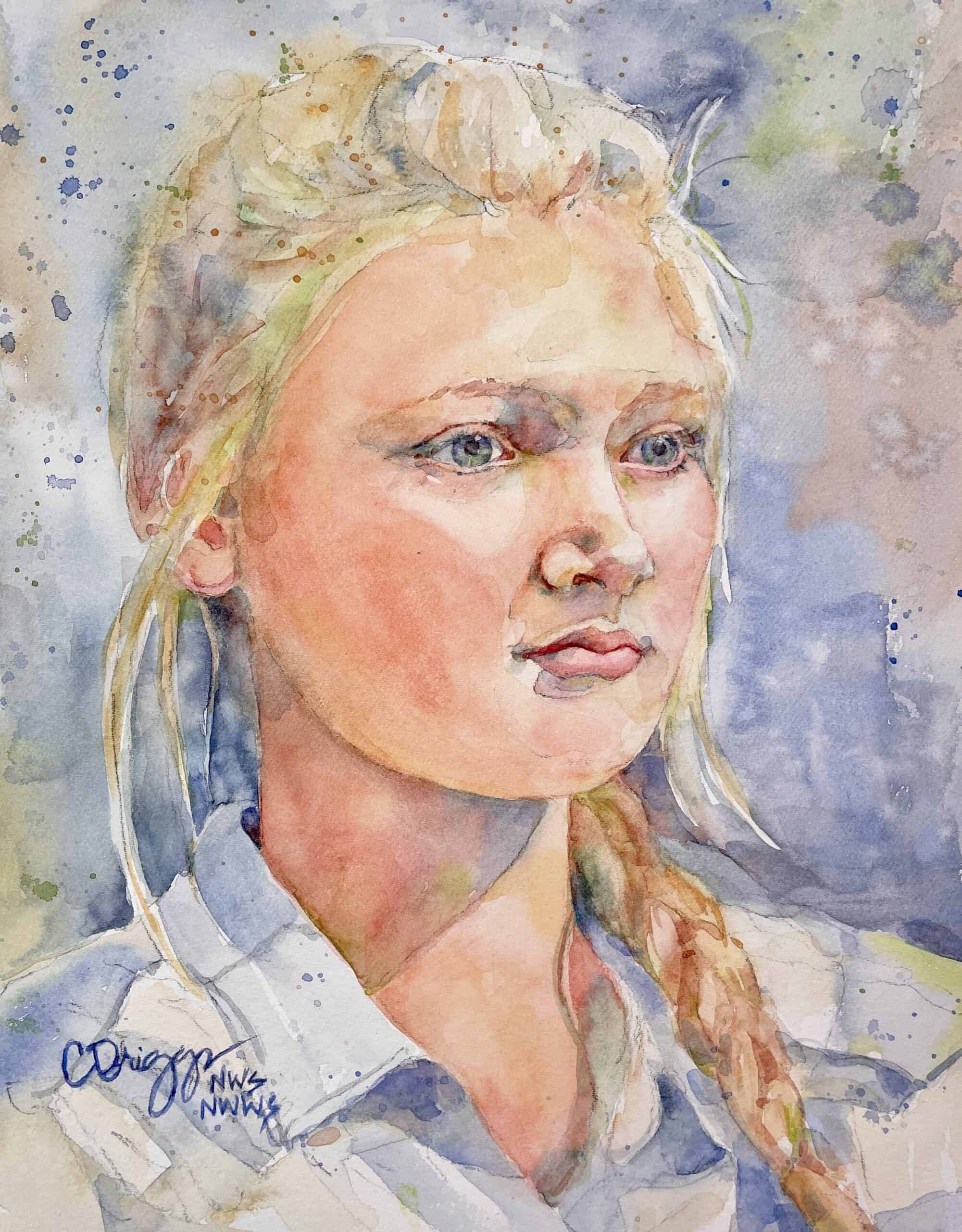 Cindy Briggs Watercolor Painting Portrait - Dana WC Portrait