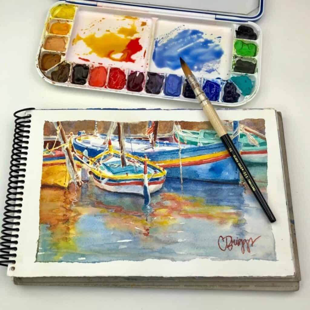 Paint the Sea with Watercolors tip: Pay attention to the light