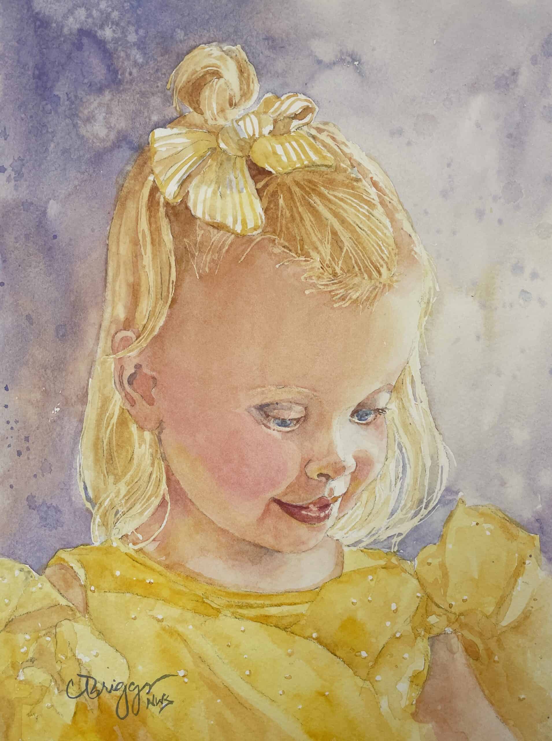 Cindy Briggs Watercolor Painting Portrait - Sweet Caroline, 8x10 WC