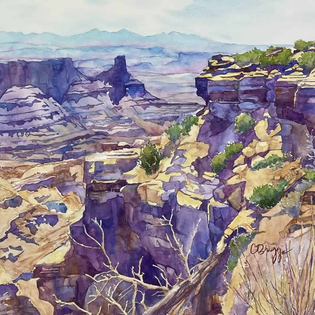 Dead Horse Point Canyonlands 15 x 15 Gallery Cindy Briggs Art Watercolor Painting
