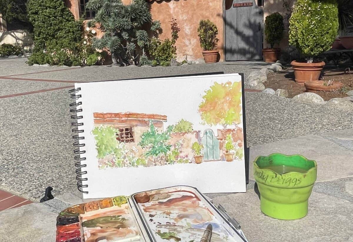 Quick Sketch at Carmel Mission 1 scaled 1 Unleashing Your Creative Spirit: The Art of Urban Sketching Cindy Briggs Art Watercolor Painting
