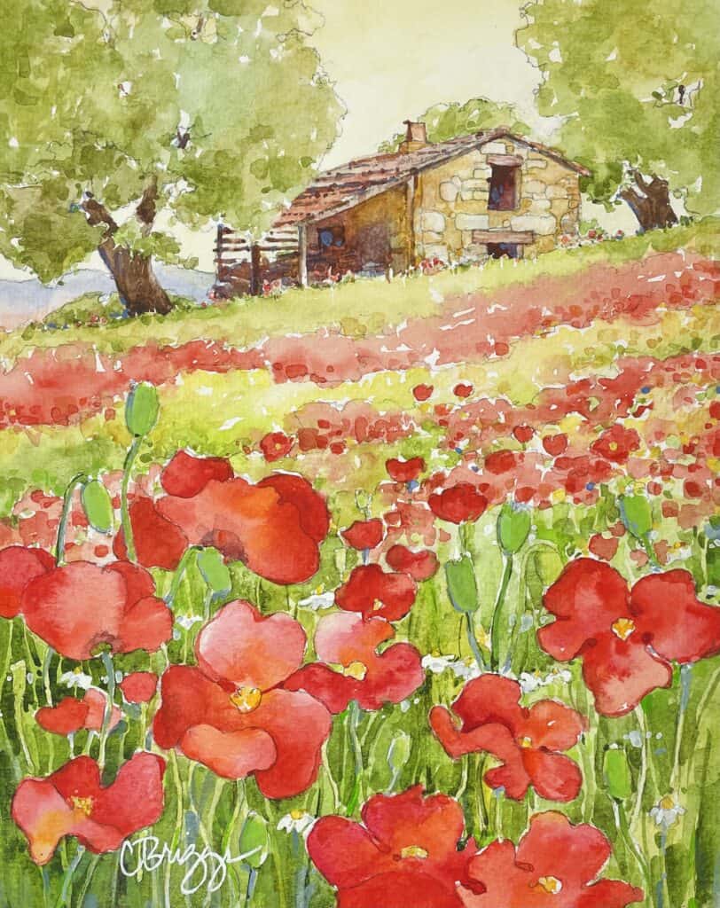 Tuscany Farmland watercolor landscape inspiration