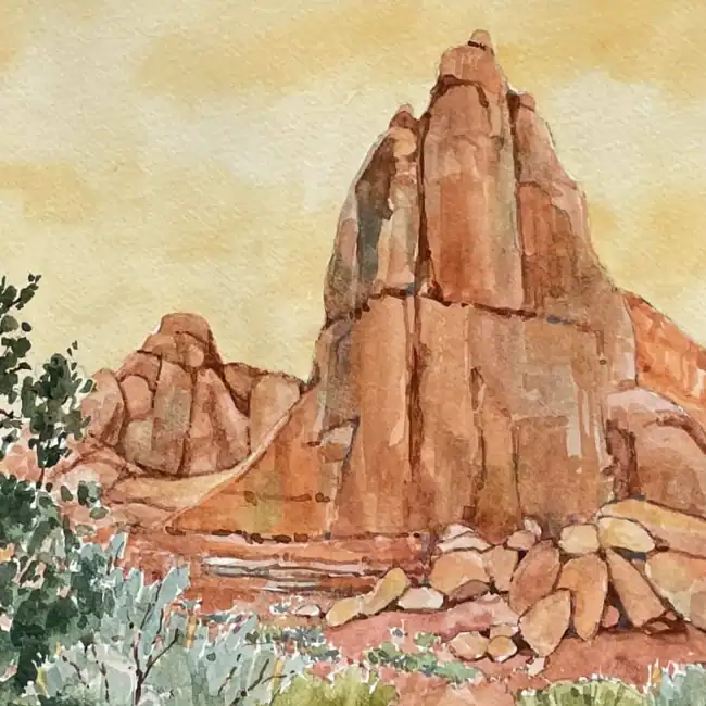 Arches National Park Cindy Briggs Art Watercolor Painting Arches-National-Park-8-x-8