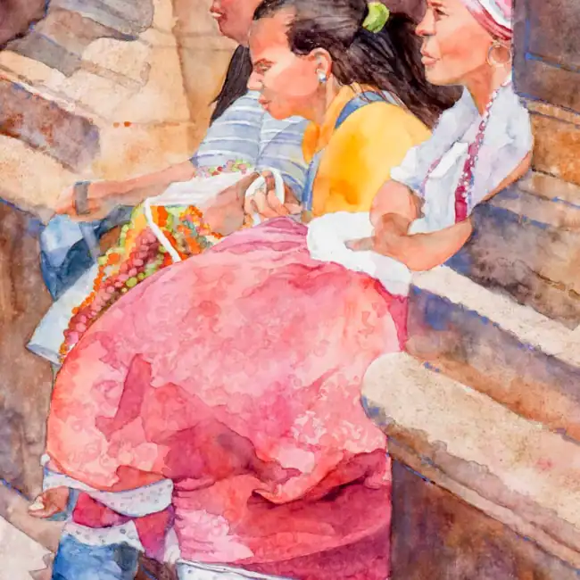 Esperando em Salvadore Cindy Briggs Art Watercolor Painting Esperando-em-Salvadore-Brasil-WC