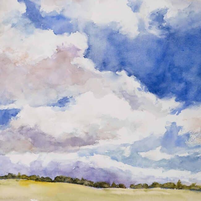 Ranch Sky, Connor Creek Ranch Cindy Briggs Art Watercolor Painting Ranch-Sky