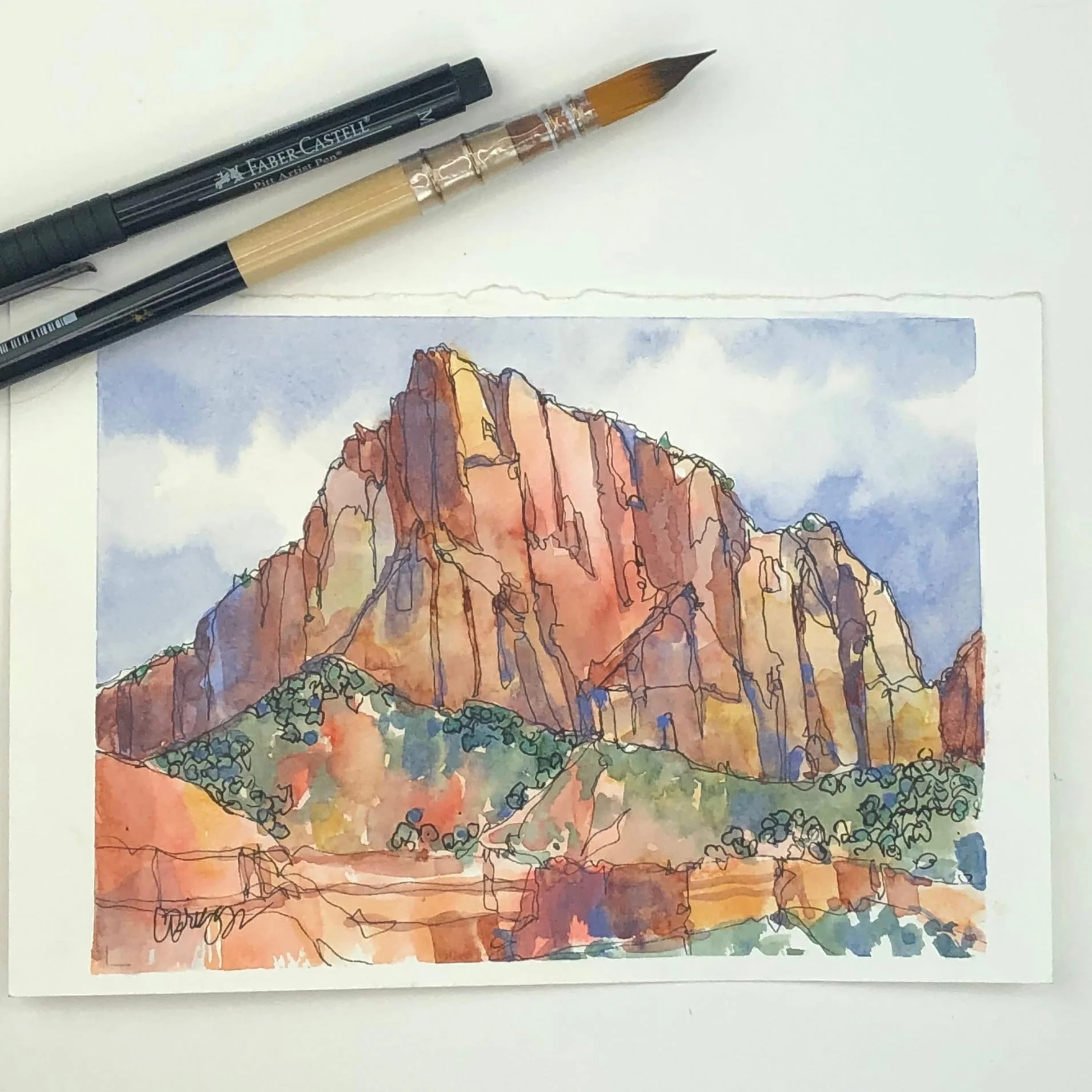 11 CBriggs Zion Quick Sketch Watercolor 6 x 8 Canyonlands Cindy Briggs Art Watercolor Painting