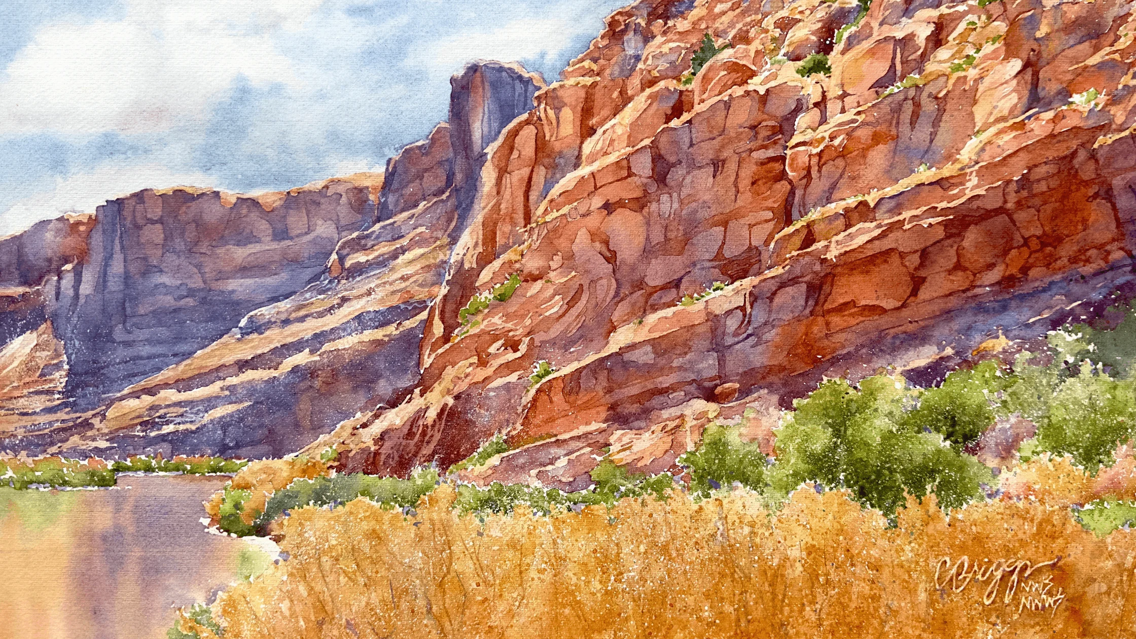 Home Cindy Briggs Art Watercolor Painting 3 Above the Colorado, Moab, Utah