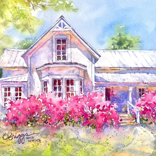Apalachicola CottageII 750 8 x 10 plus mat copy Collections Cindy Briggs Art Watercolor Painting