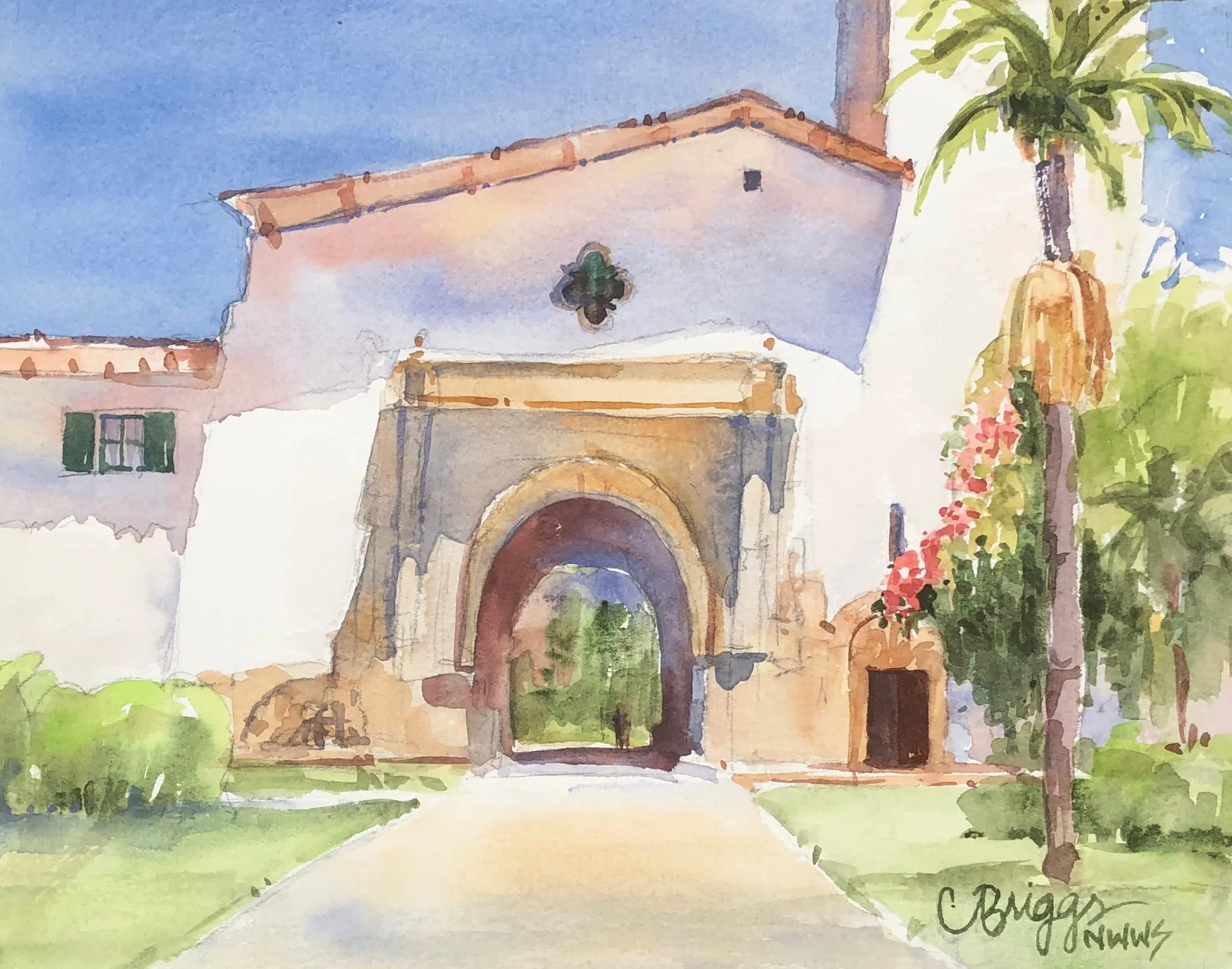 Cindy Briggs Santa Barbara Sunshine 8 x 10 Plein Air Watercolor North America Cindy Briggs Art Watercolor Painting