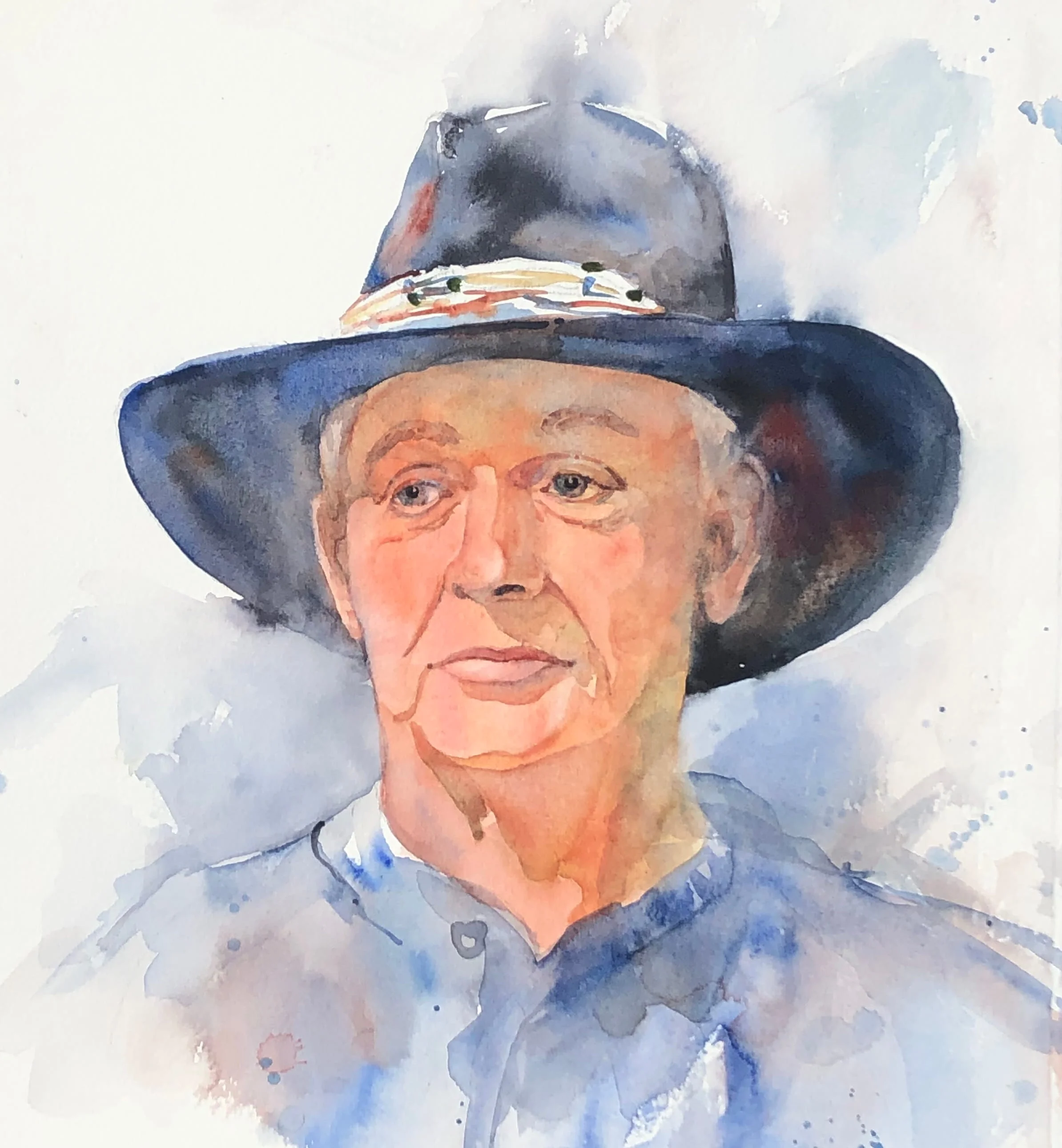 Cowboy 12 x 12 Watercolor Portraits Cindy Briggs Art Watercolor Painting