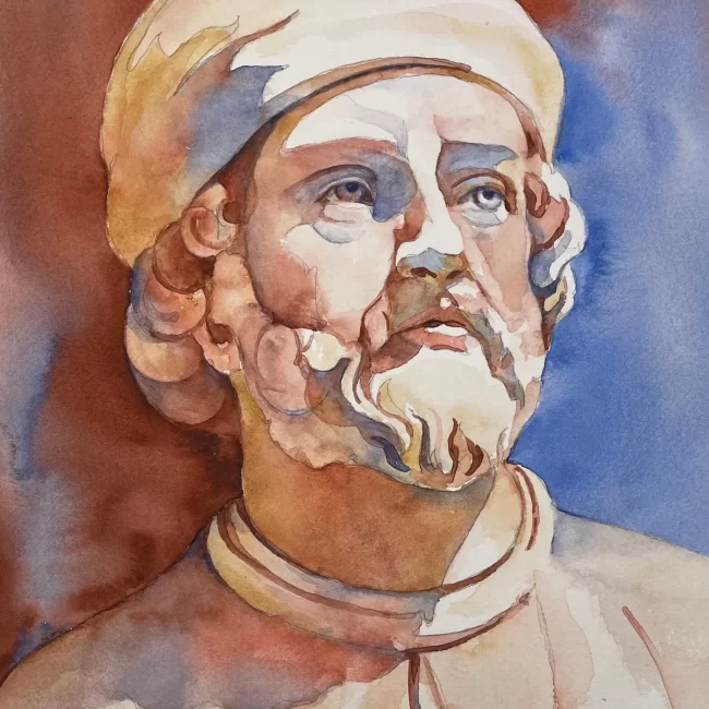 Donatello 12 x 9 Watercolor Cbriggs copy Collections Cindy Briggs Art Watercolor Painting