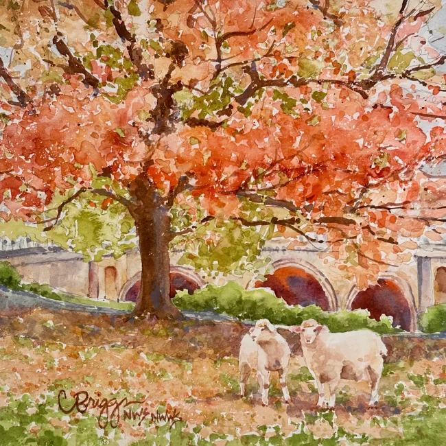 English Autumn 8 x 8 Watercolor Sold Collections Cindy Briggs Art Watercolor Painting