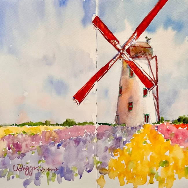 Holland Tulips Watercolor Journal Painting 10 x 14 Collections Cindy Briggs Art Watercolor Painting