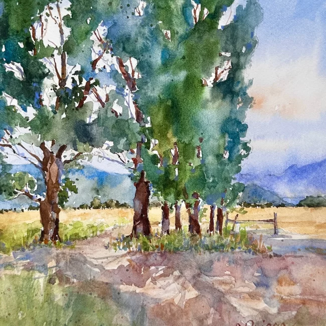 Jackson Light Wyoming 10 x 8 Watercolor 900 with Mat copy Collections Cindy Briggs Art Watercolor Painting