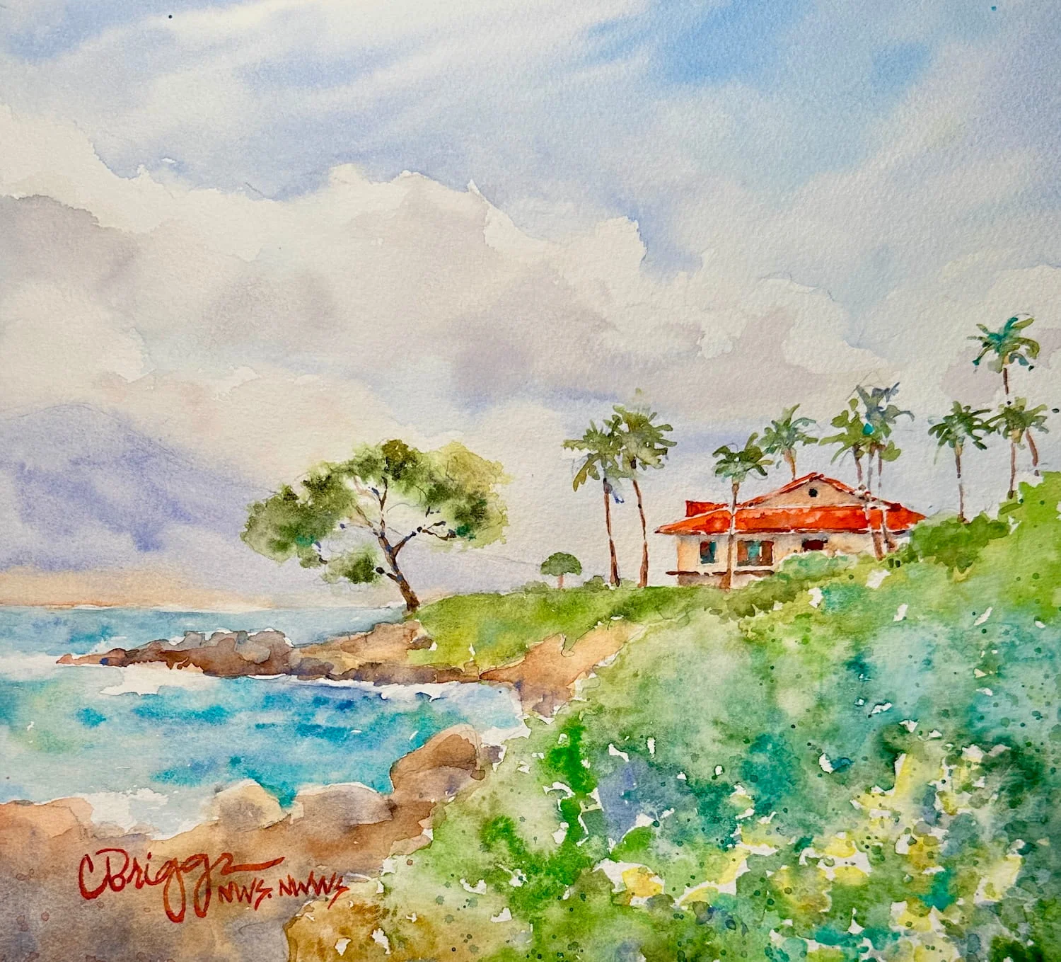 Maui Watercolors 8 x 8 Mat. 650 copy Waterscapes Cindy Briggs Art Watercolor Painting