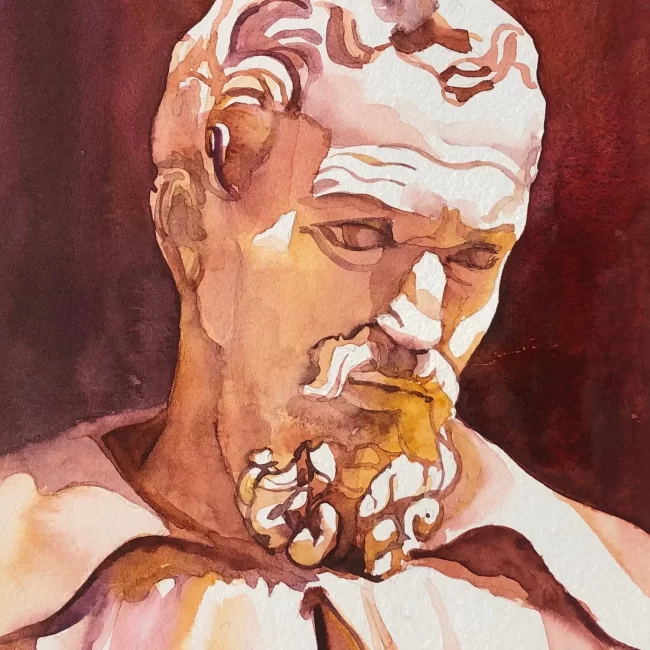 Michelangelo 12 x 9 Watercolor copy Collections Cindy Briggs Art Watercolor Painting