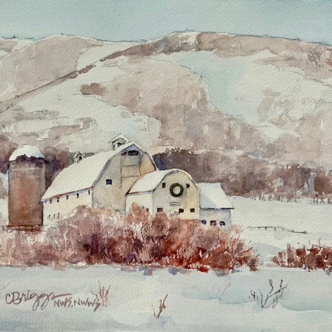 Park City Mcpollin Barn Winter copy Collections Cindy Briggs Art Watercolor Painting