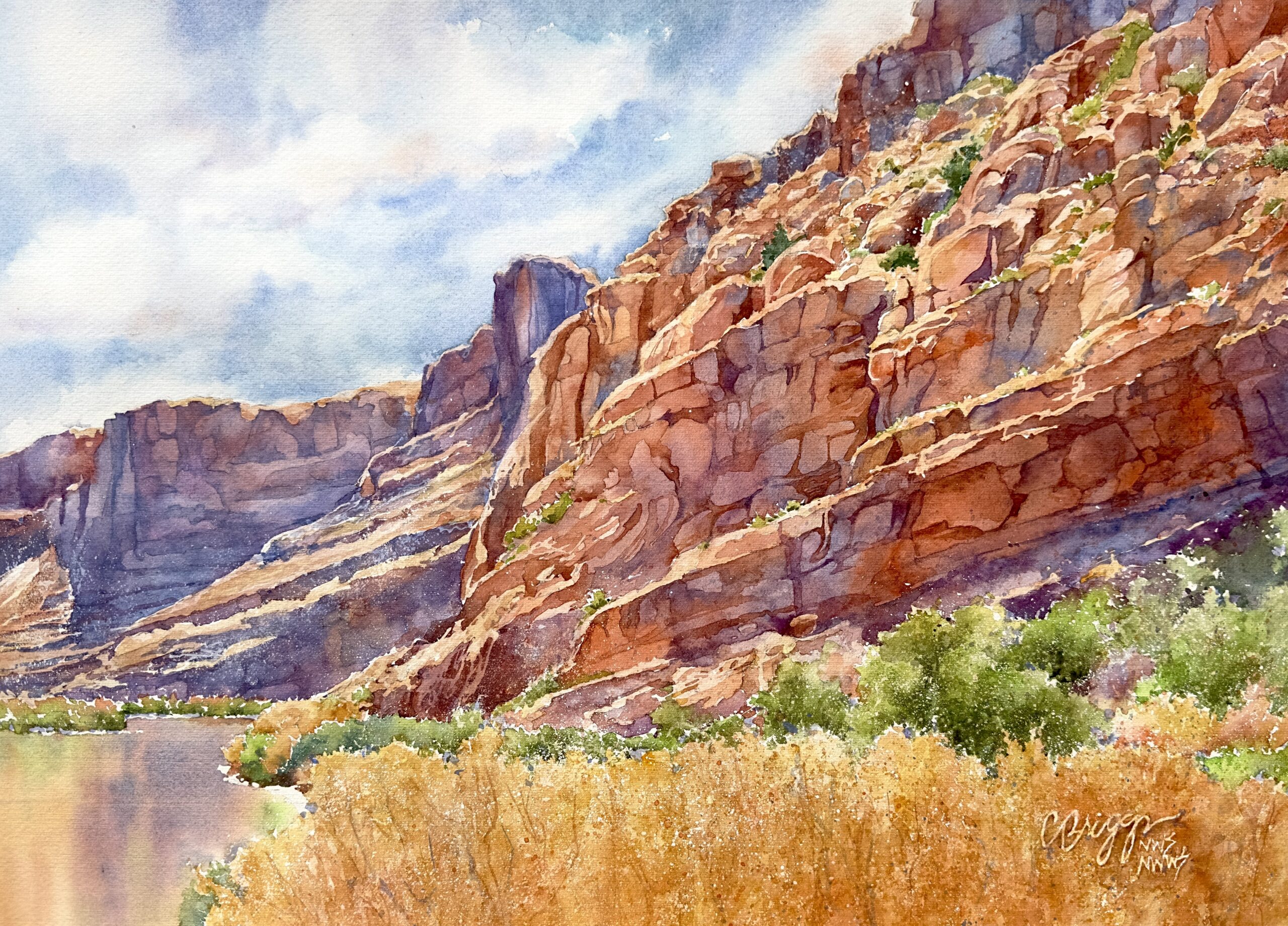 Rising Above the Colorado River Moab Utah Cindy Briggs scaled Rising Above the Colorado River: Earth Tone Color Strategies with Cindy Cindy Briggs Art Watercolor Painting