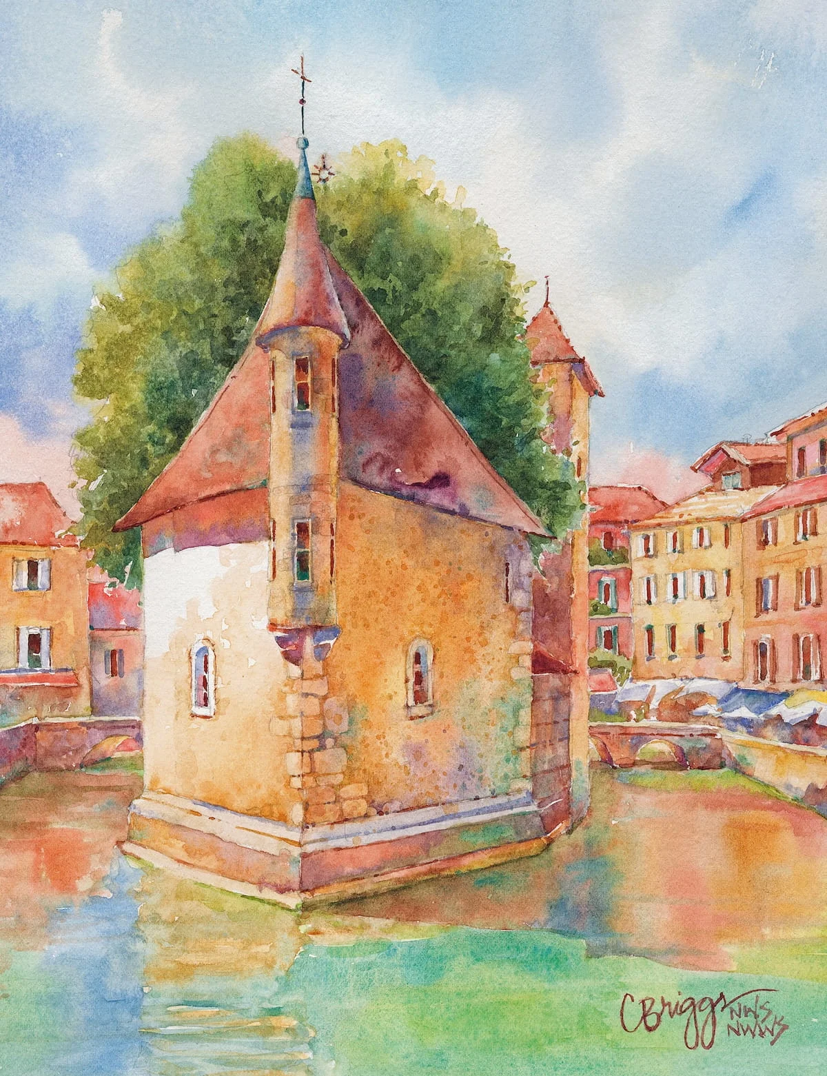 1 Palais de lIsle — Annecy France Watercolor 12 x 9 WC International Cindy Briggs Art Watercolor Painting