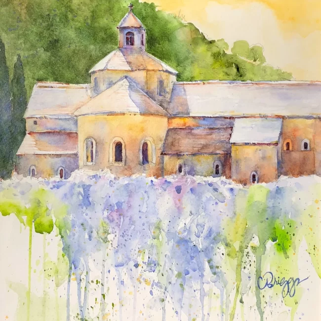 10 Abbey Senanque 12 x 12 CBriggs copy Collections Cindy Briggs Art Watercolor Painting