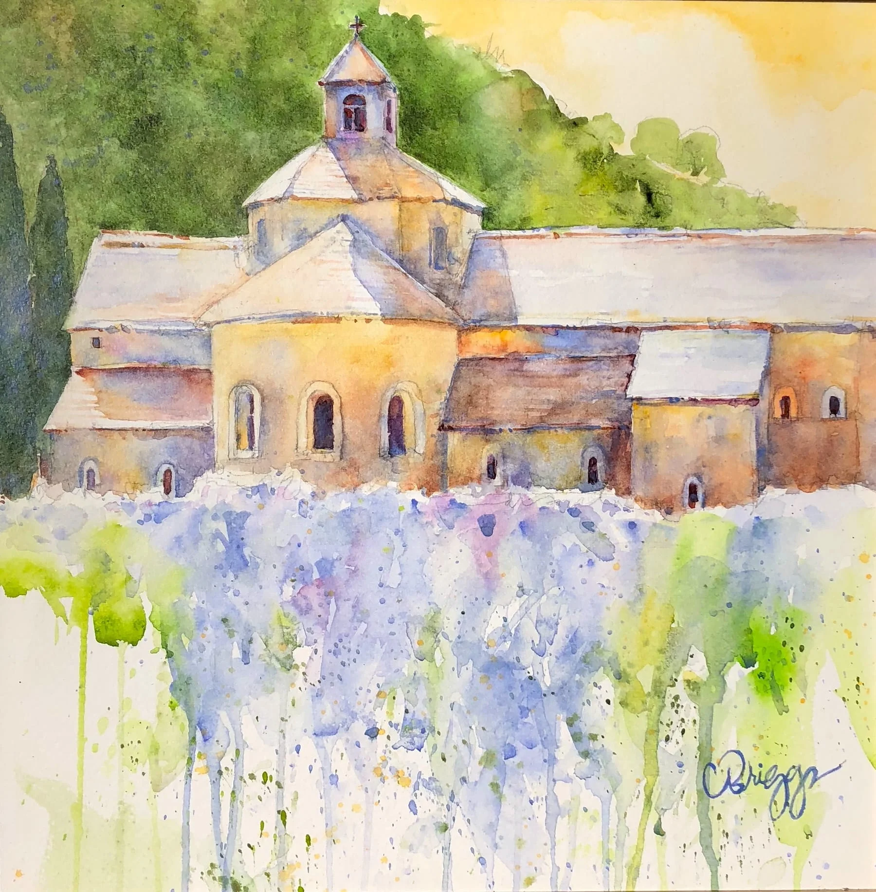 10 Abbey Senanque 12 x 12 CBriggs copy International Cindy Briggs Art Watercolor Painting