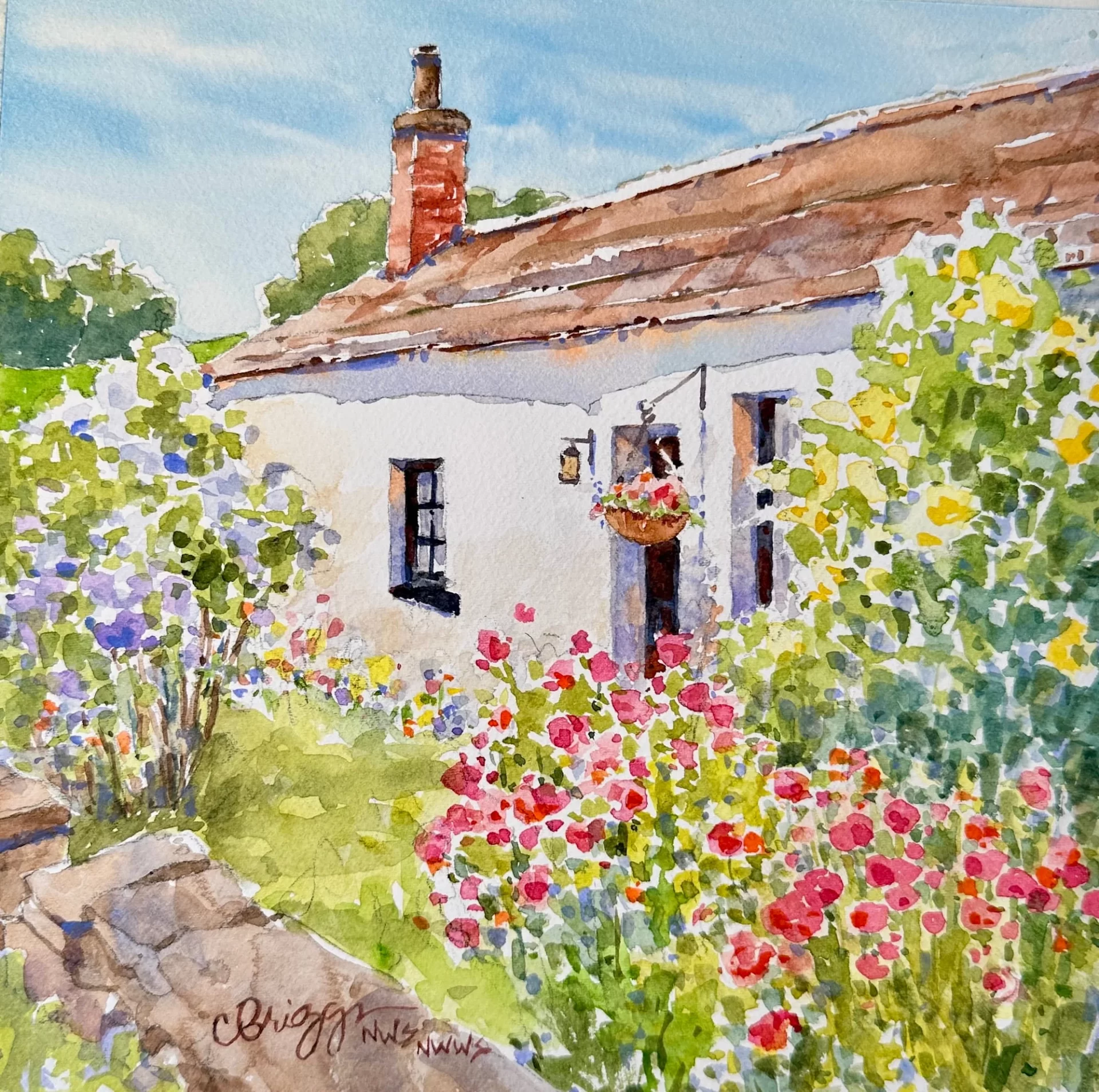 21 Tams English Cottage 8 x 8 WC Tam's English Cottage Cindy Briggs Art Watercolor Painting